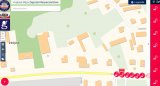gif, wycinek z KMZB z zaznaczonymi ikonami przekraczania prędkości w miejscowości Zbójna