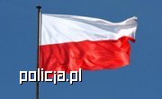 Biało Czerwona Flaga Polski na niebieskim tle