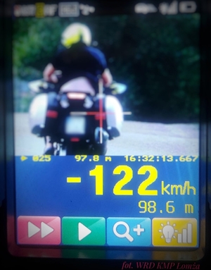Zrzut ekranu z urządzenia do pomiaru prędkości